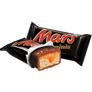 Mars Minis, 500 г, Цукерки шоколадні з нугою та карамеллю, Марс