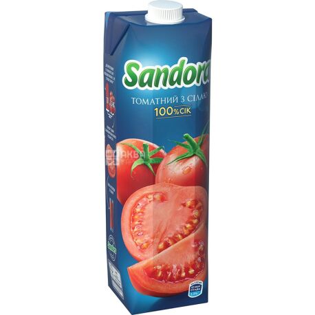 Sandora, Томатный, 0,95 л, Сандора, Сок натуральный, с солью