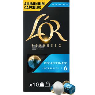 L’OR Espresso Decaffeinato, 10 шт., Кофе в капсулах, без кофеина