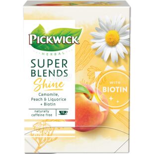 Pickwick Shine, 15 шт. х 1,5 г, Чай фруктово-трав'яний з ромашкою, персиком та біотином