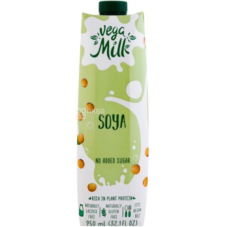 Vega Milk, 950 мл, Напиток соевый, без сахара, 1,9%