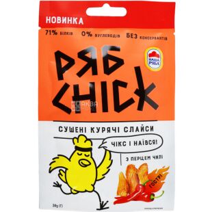 РябChick, 30 г, Слайсы из куриного филе сушеные, с перцем чили