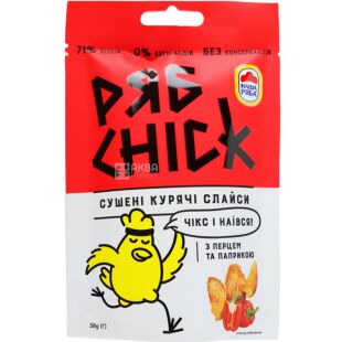РябChick, 30 г, Слайсы из филе куриного сушеные, с перцем и паприкой