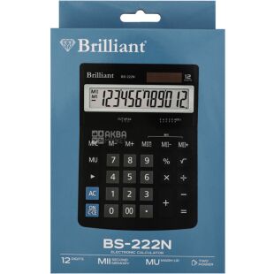 Brilliant BS-222N, Калькулятор настольный 12-разрядный, 123 х 171 х 31 мм