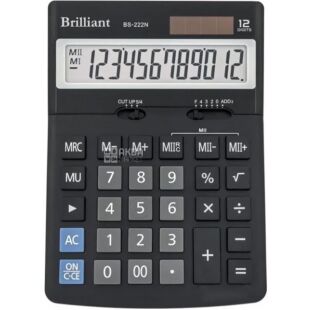 Brilliant BS-222N, Калькулятор настольный 12-разрядный, 123 х 171 х 31 мм