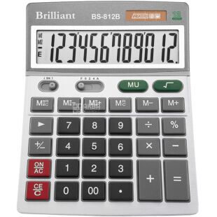 Brilliant BS-812В, Калькулятор настольный 12-разрядный, 140 х 176 х 46 мм