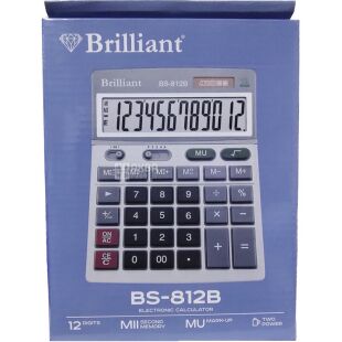 Brilliant BS-812В, Калькулятор настольный 12-разрядный, 140 х 176 х 46 мм