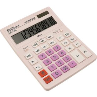 Brilliant BS-8888PК, Калькулятор настольный 12-разрядный, розовый, 155 x 205 x 35 мм
