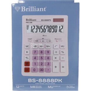 Brilliant BS-8888PК, Калькулятор настольный 12-разрядный, розовый, 155 x 205 x 35 мм
