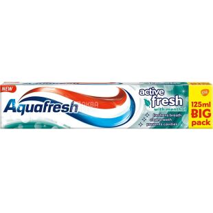 Aquafresh Activ Fresh, 125 мл, Паста зубная Заряд свежести, с ментолом