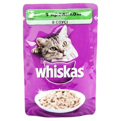 Whiskas, 100 г, корм, для котів, з кроликом в соусі