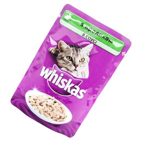 Whiskas, 100 г, корм, для котів, з кроликом в соусі