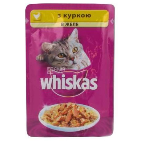 Whiskas, 100 г, корм, для котов, с курицей в желе