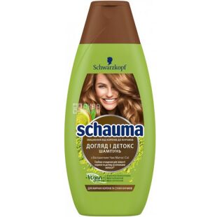 Schaumа, 400 мл, Шампунь Догляд & Детокс, з екстрактом чаю матча й олією сої для жирного коріння та сухих кінчиків