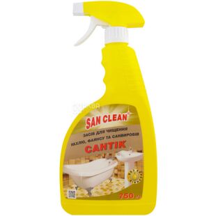 San Clean Сантик, 750 г, Засіб для чищення кахлю, фаянсу та сантехнічних виробів, спрей