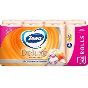 Zewa Deluxe, 16 рулонів, Туалетний папір Персик, тришаровий