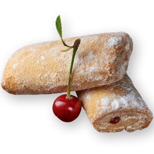 Biscotti Kifliki, 1,7 кг, Біскотті Кіфлики, Пісочне печиво з вишневою начинкою та цукровою пудрою