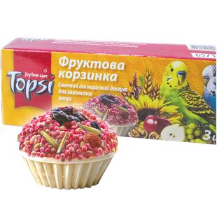 Topsi, 45 г, Десерт для волнистых попугаев, Фруктовая корзинка, 3 шт.