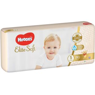 Huggies Elite Soft, 50 pcs, Huggies, Diapers, Size 5, 15-22 kg