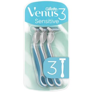 Gillette, Venus 3 Sensitive, Blue, 3 шт, Бритвы одноразовые для женщин