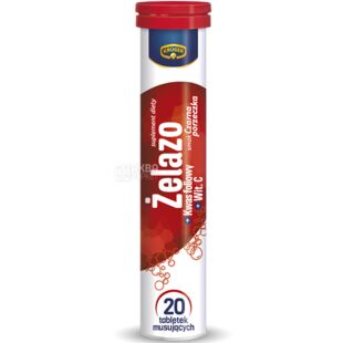 Kruger, 20 шт., Залізо з фолієвою кислотою та вітаміном С, шипучі таблетки