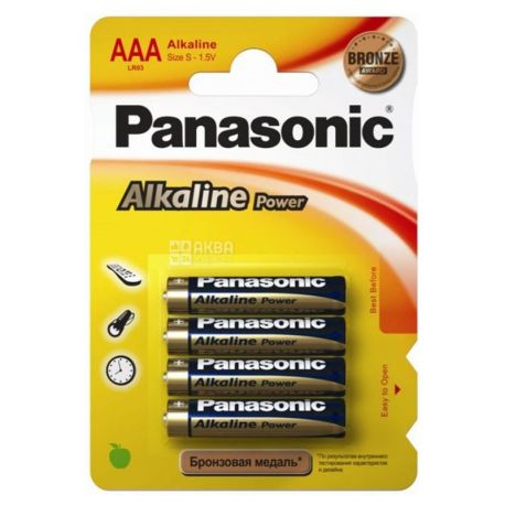 Panasonic, 4 шт., AAА, батарейки, Alkaline power, м/у