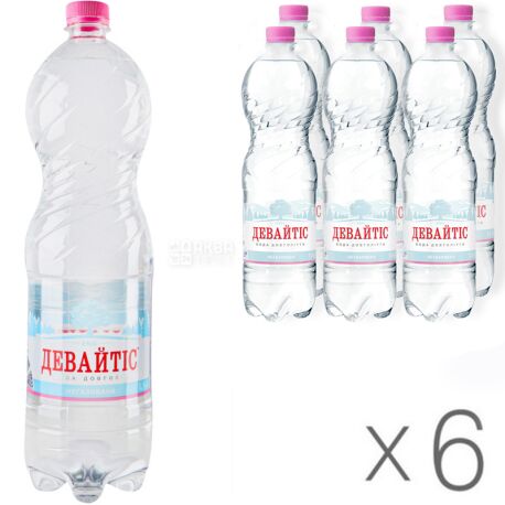 Девайтис, 1,5 л, Упаковка 6 шт., Вода минеральная негазированная, ПЭТ