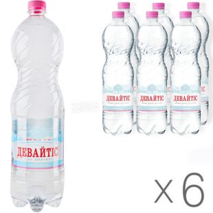 Девайтіс, 1,5 л, Упаковка 6 шт., Вода мінеральна негазована, ПЕТ