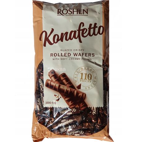 Roshen Konafetto, 1 кг, Рошен, Конфеты вафельные Конафетто, с кремово-ореховой начинкой 