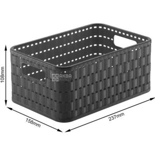 Rotho Сountry, 4 л, Кошик для зберігання речей, з ручками, сірий, 180х158х237 мм