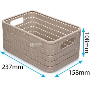 Rotho Сountry, 4 л, Кошик для зберігання речей, з ручками, капучино, 180х158х237 мм