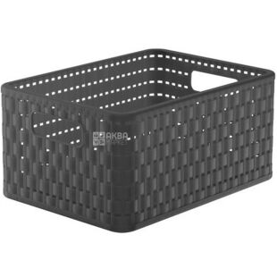 Rotho Сountry, 11 л, Корзина для хранения вещей, с ручками, серая, 238х160х328 мм