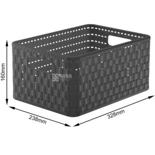 Rotho Сountry, 11 л, Кошик для зберігання речей, з ручками, сірий, 238х160х328 мм