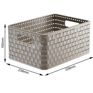 Rotho Сountry, 11 л, Кошик для зберігання речей, з ручками, капучино, 238х160х328 мм
