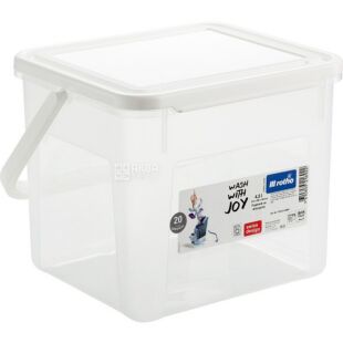 Rotho, 4,5 л / 3 кг, Контейнер для порошка с ручкой, белый, 210х230х180мм