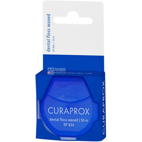 Curaprox DF 834, 50 м, Вощенная зубная нить, с ароматом мяты