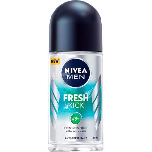  Nivea Men, Fresh Kick, 50 мл, Дезодорант-Антиперспирант, шариковый, для мужчин