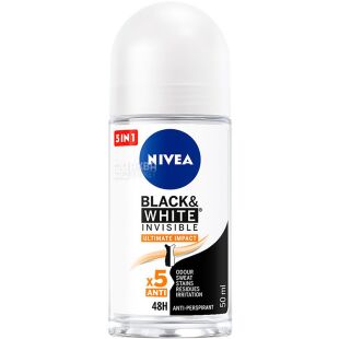  Nivea, Extra, 50 мл, Дезодорант-антиперспирант, Невидимая защита для черного и белого, шариковый