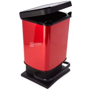Rotho Paso, 20 л, Контейнер для сміття, з педаллю, металевий, червоний