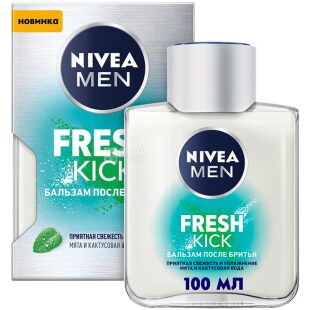  Nivea Men, Fresh Kick, 100мл, Бальзам после бритья, приятная свежесть и увлажнение, с экстрактом мяты и кактусовой воды
