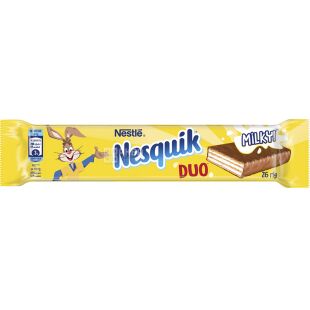 Nesquik DUO, 26 г, Несквік Дуо, Батончик вафельний, в молочному шоколаді 