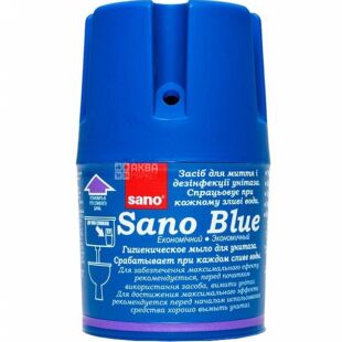 Sano, Blue Flash, 150 г, Блок для унитаза очищающий, эффект синей воды
