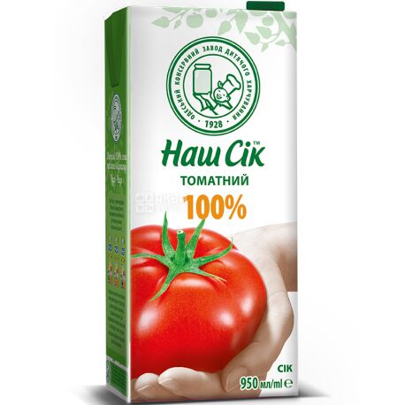 Наш Сок, 0,95 л, Сок Томатный  100%, с солью