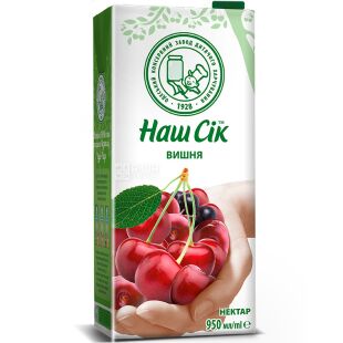 Наш Сік, 0,95 л, Нектар Вишневий натуральний