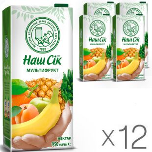 Наш Сік, Упаковка 12 шт. х 0,95 л, Нектар натуральний Мультифруктовий
