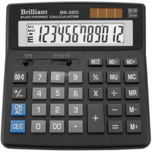 Brilliant BS-320, Калькулятор настольный 12-розрядный, 156х157х34 мм