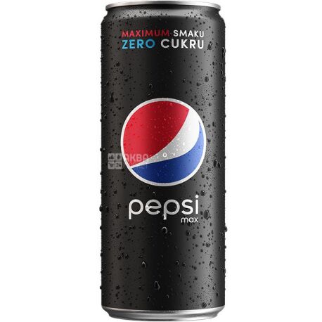 Pepsi-Cola, Black, 0,33 л, Пепсі-Кола, Блек, Вода солодка, низькокалорійна, ж/б