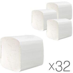 Hostess, Упаковка 32 шт. х 250 аркушів, Туалетний папір листовий, 2-шаровий, білий, 125х186 мм