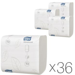 Tork, Упаковка 36 шт. х 242 арк., Туалетний папір листовий, 2-шаровий, білий, 110х190 мм
