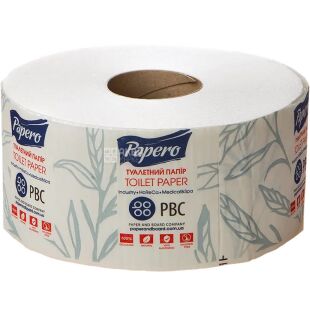 Papero,1 рул., Туалетная бумага целлюлозная Паперо, двухслойная, 100 м, 800 отрывов, 95х125 мм, на втулке.